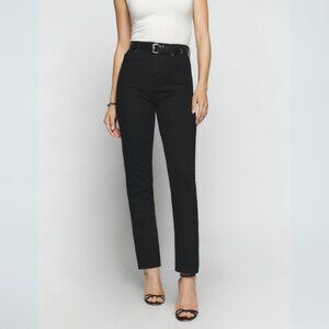 Reformation Liza Ultra High Rise Straight Jeans - Black, Size 27